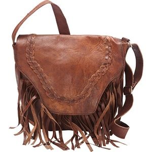 All Leather Western Fringed Shoulder Bag by SHARO